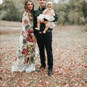 Floral maxi faux wrap dress